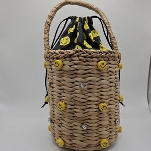 Venessa Arizaga smiley face rhinestone basket bucket purse